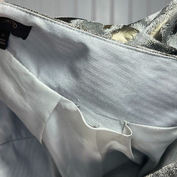 The Limited Pleated Metallic Gold Gray Skirt Zipper A Line XS Camo Print Party - Picture 9 of 12